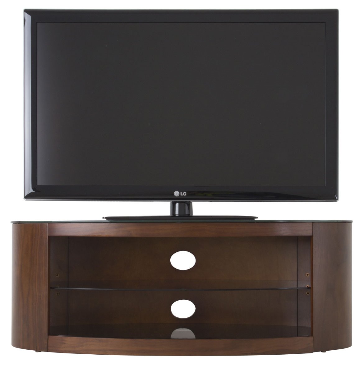 AVF Buckingham Oval TV Stand Rounded Round Wood & Glass For 37" to 55