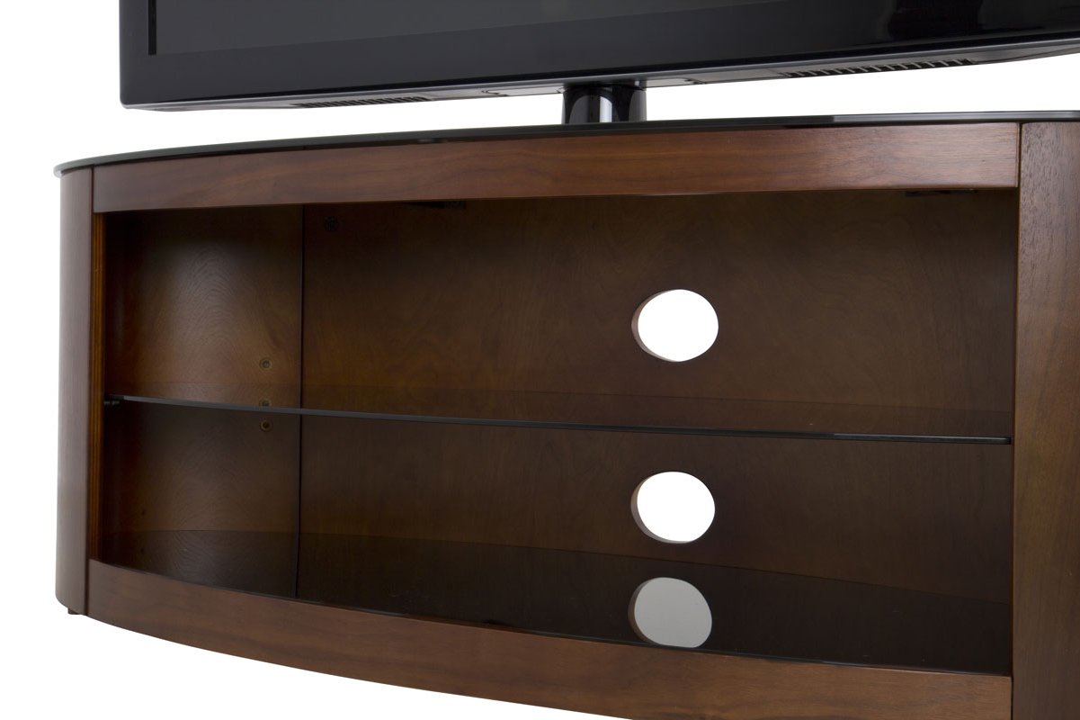 AVF Buckingham Oval TV Stand Rounded Round Wood & Glass For 37" to 55
